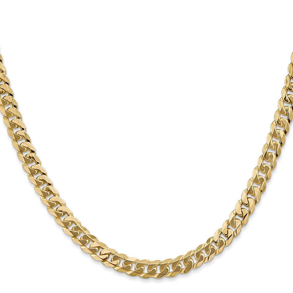 14K 5.75mm Flat Beveled Curb with Lobster Clasp Chain