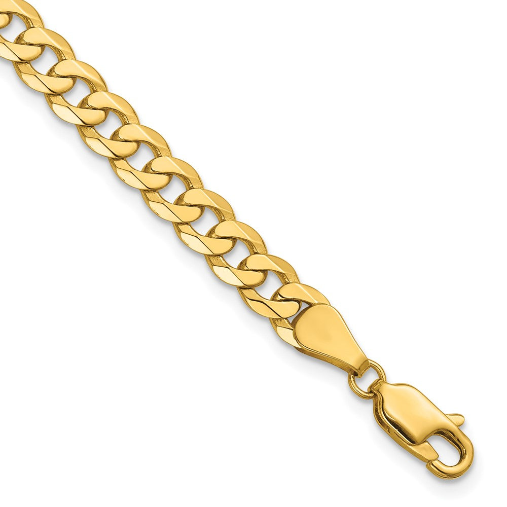 14K 5.75mm Flat Beveled Curb with Lobster Clasp Chain