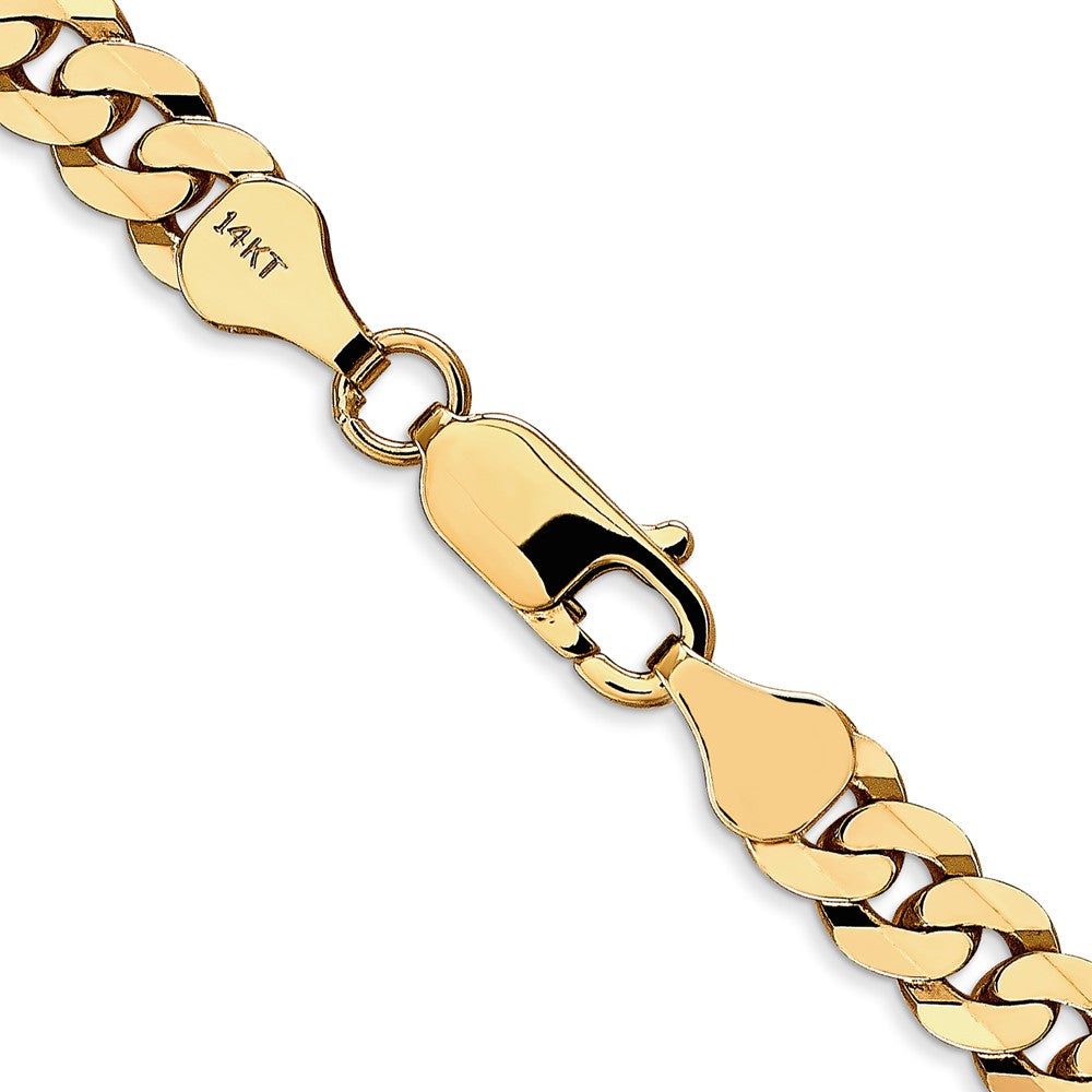 14K 6.25mm Flat Beveled Curb with Lobster Clasp Chain