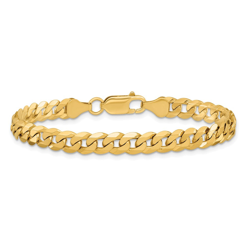 14K 6.25mm Flat Beveled Curb with Lobster Clasp Chain