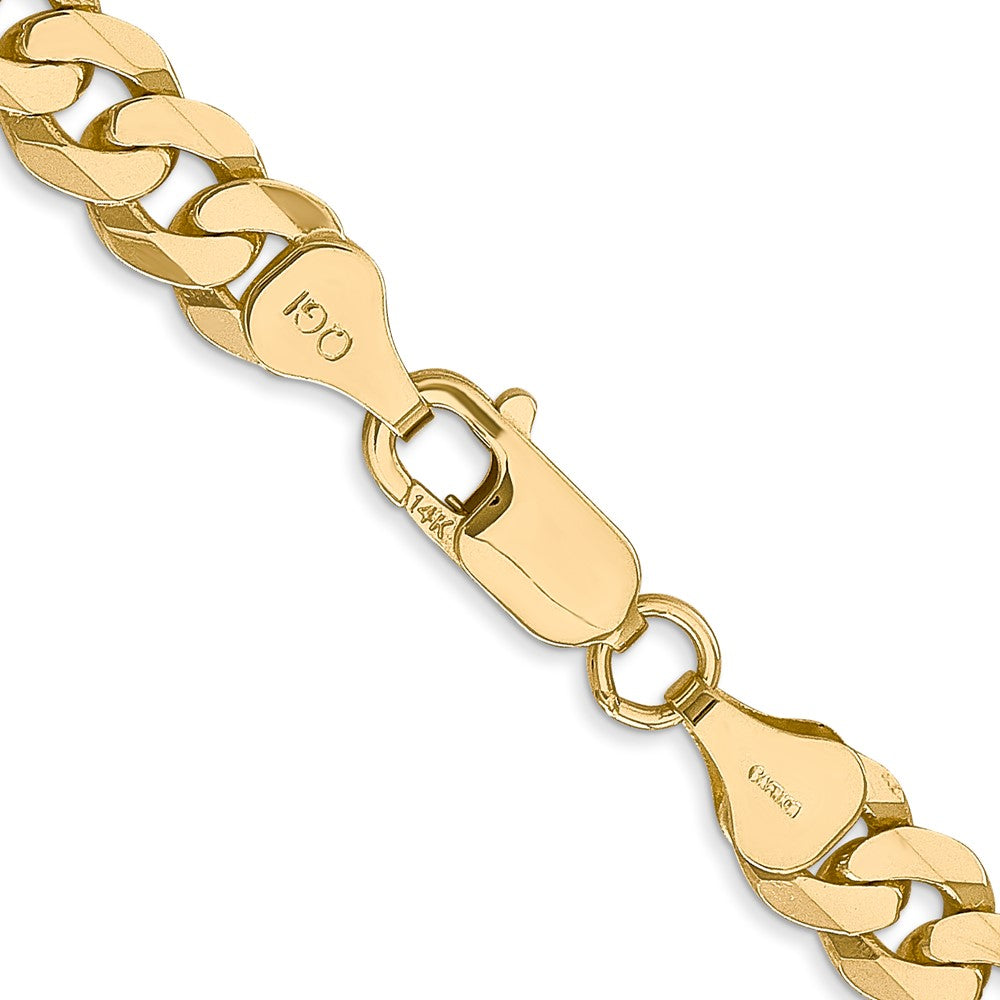 14K 7.25mm Flat Beveled Curb with Lobster Clasp Chain