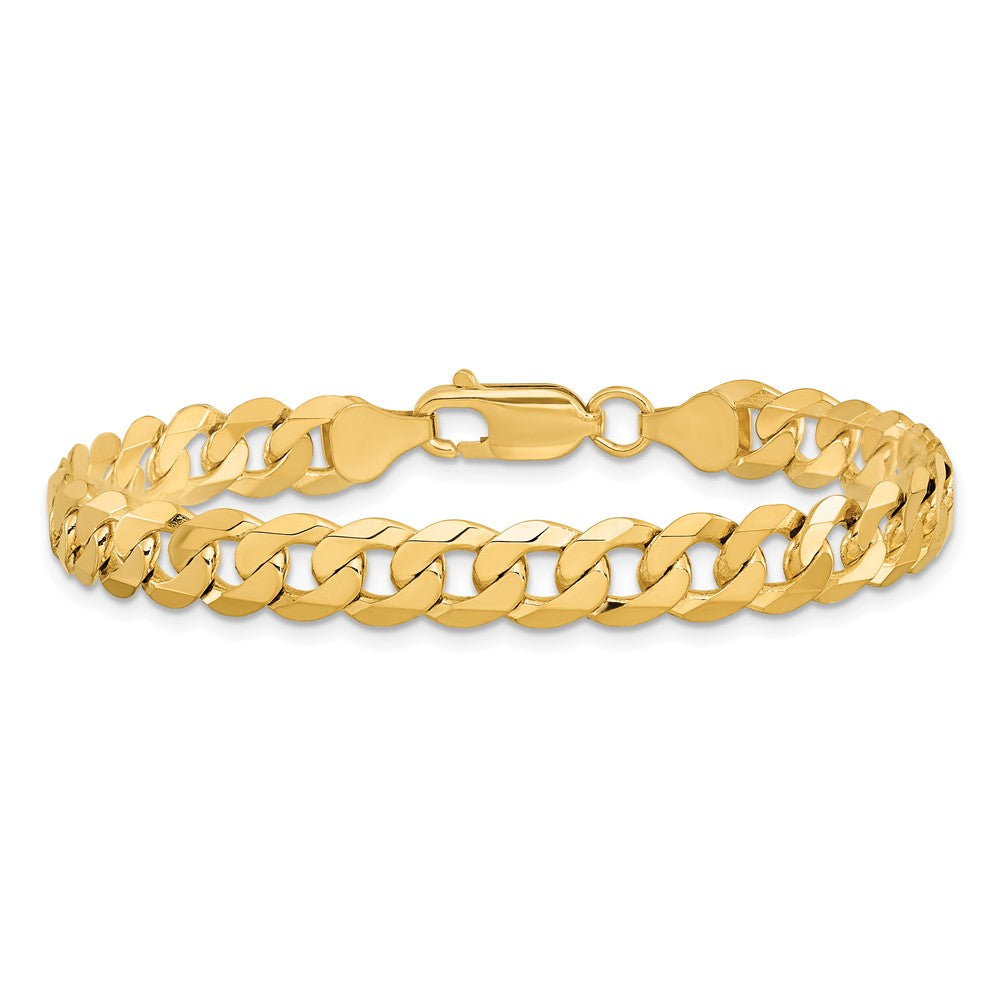 14K 7.25mm Flat Beveled Curb with Lobster Clasp Chain