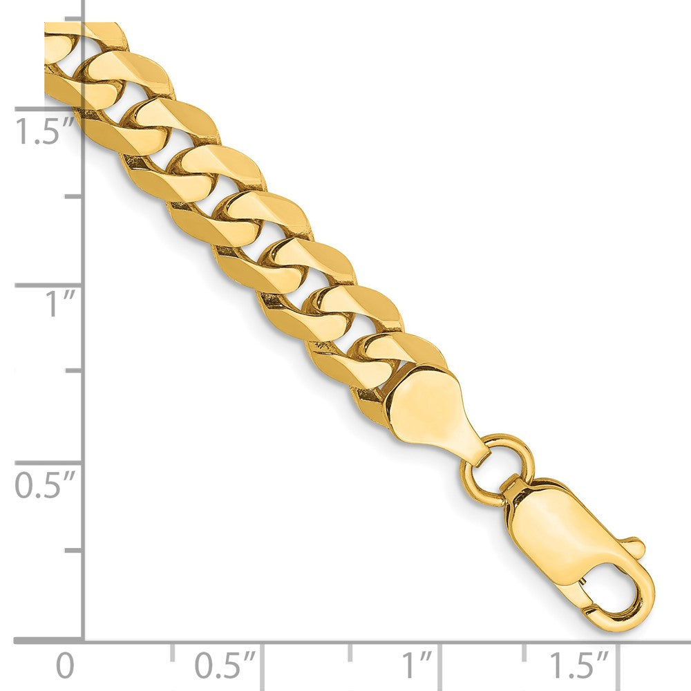 14K 7.25mm Flat Beveled Curb with Lobster Clasp Chain