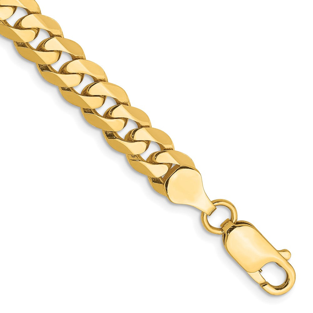 14K 7.25mm Flat Beveled Curb with Lobster Clasp Chain
