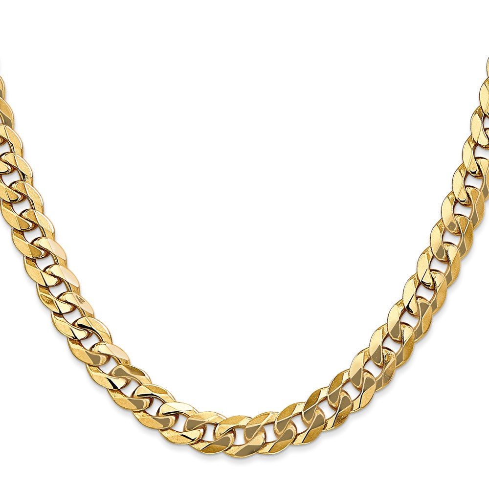 14K 8mm Flat Beveled Curb with Lobster Clasp Chain