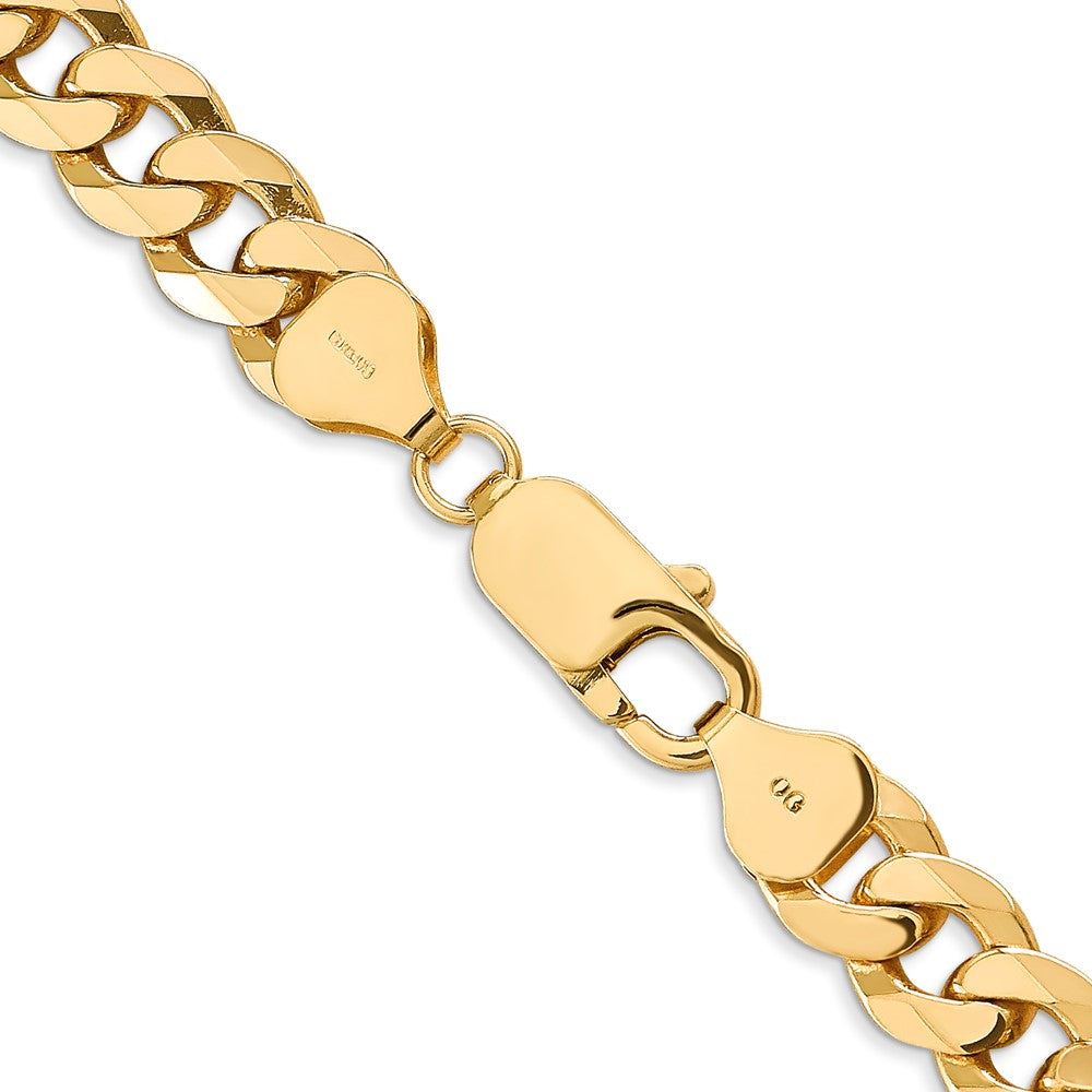 14K 8mm Flat Beveled Curb with Lobster Clasp Chain