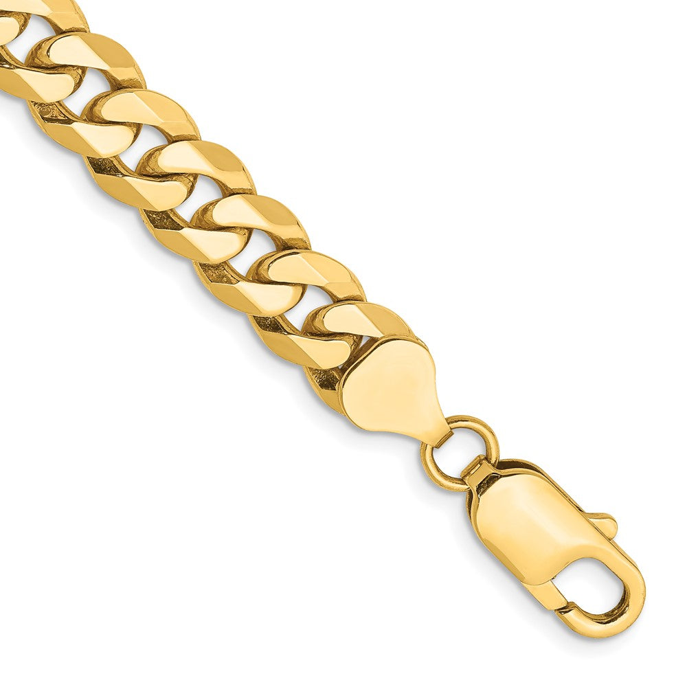 14K 8mm Flat Beveled Curb with Lobster Clasp Chain