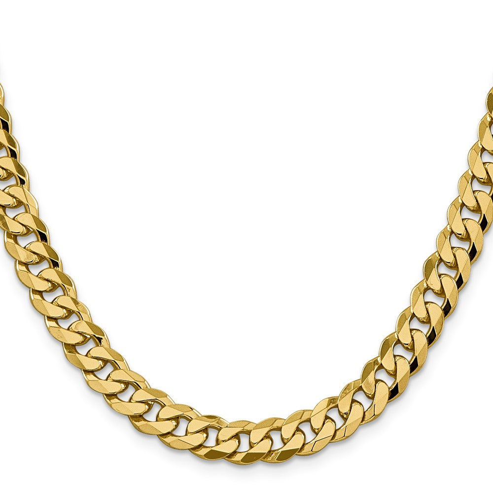 14K 8.5mm Flat Beveled Curb with Lobster Clasp Chain