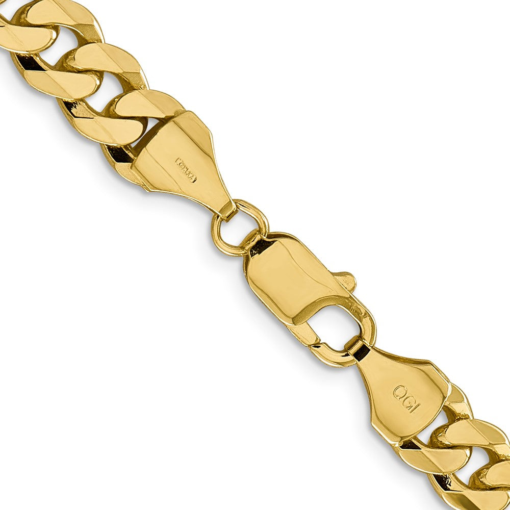 14K 8.5mm Flat Beveled Curb with Lobster Clasp Chain