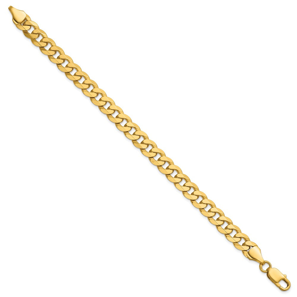 14K 8.5mm Flat Beveled Curb with Lobster Clasp Chain
