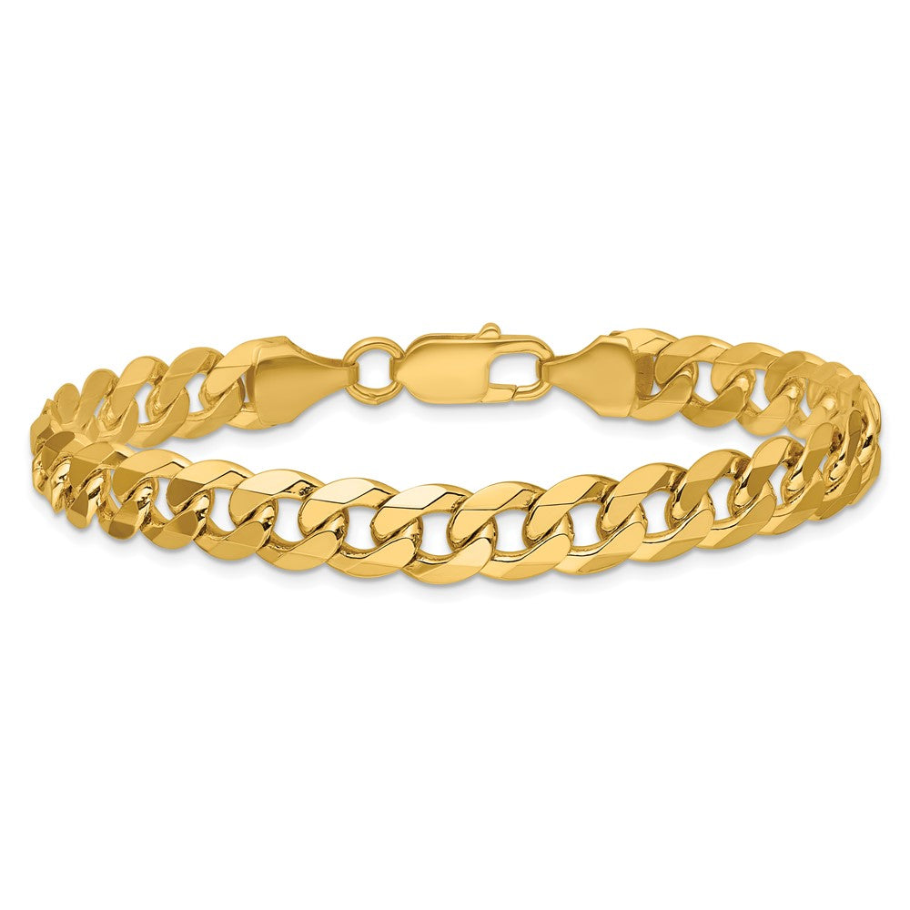 14K 8.5mm Flat Beveled Curb with Lobster Clasp Chain