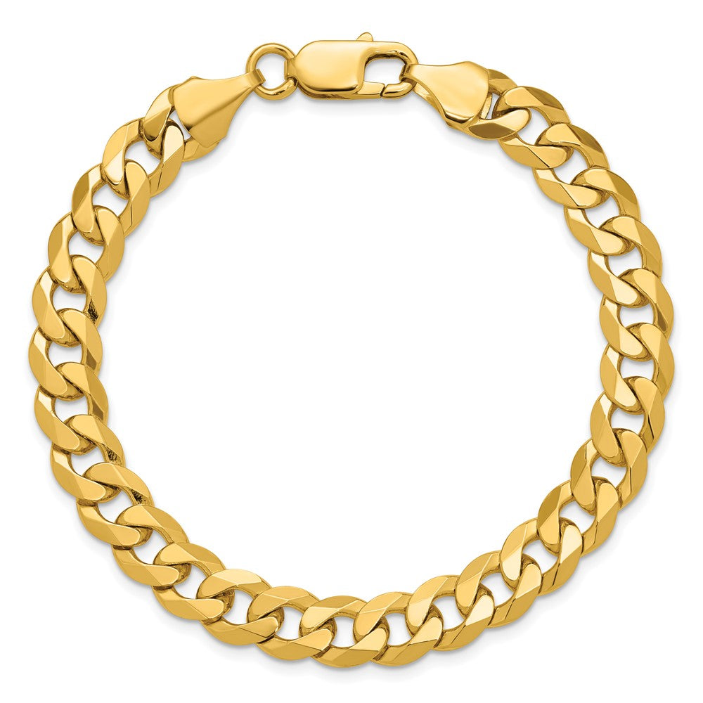 14K 8.5mm Flat Beveled Curb with Lobster Clasp Chain