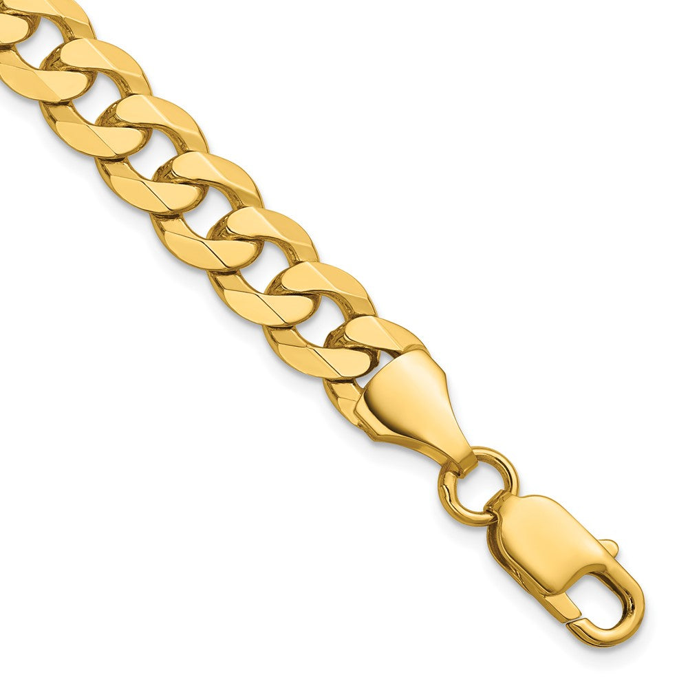 14K 8.5mm Flat Beveled Curb with Lobster Clasp Chain
