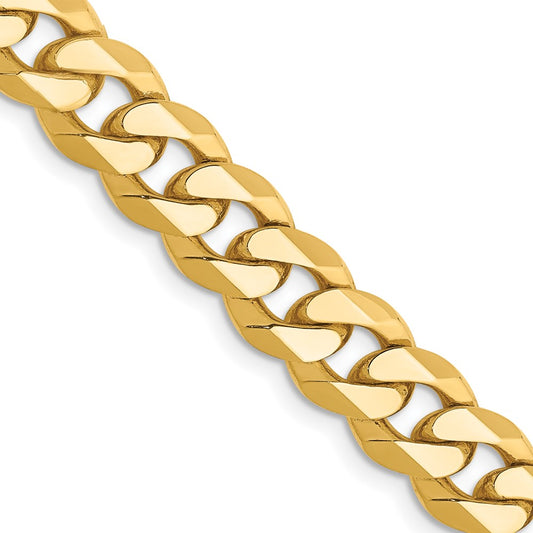14K 8.5mm Flat Beveled Curb with Lobster Clasp Chain