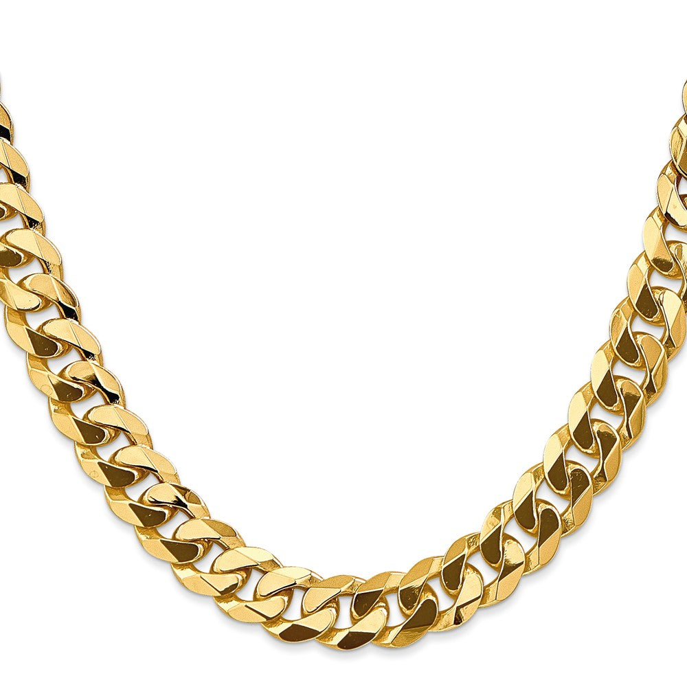 14K 9.5mm Flat Beveled Curb with Lobster Clasp Chain