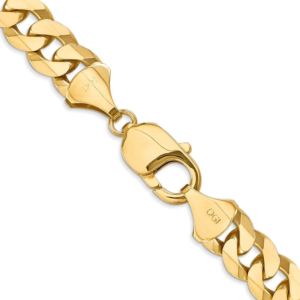 14K 9.5mm Flat Beveled Curb with Lobster Clasp Chain