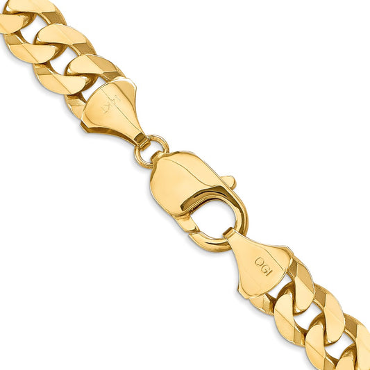 14K 9.5mm Flat Beveled Curb with Lobster Clasp Chain