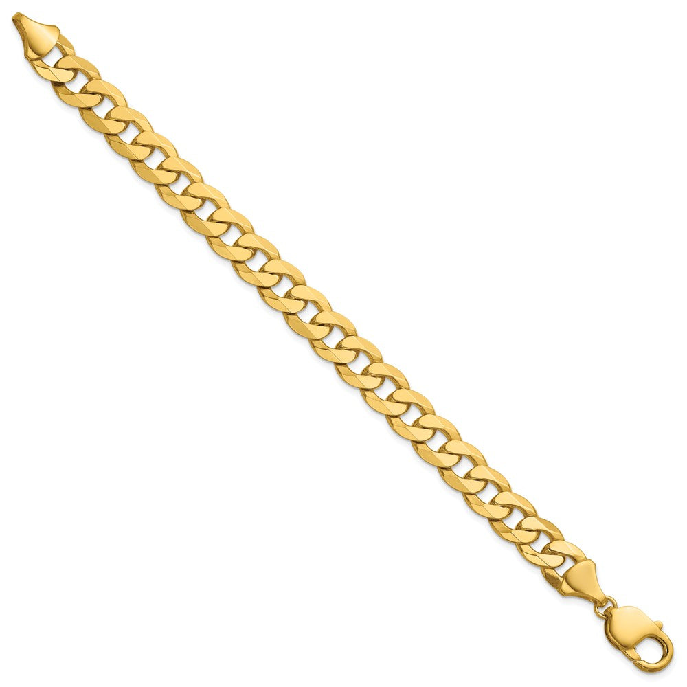 14K 9.5mm Flat Beveled Curb with Lobster Clasp Chain