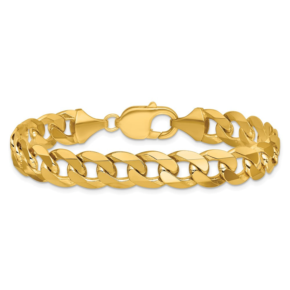 14K 9.5mm Flat Beveled Curb with Lobster Clasp Chain