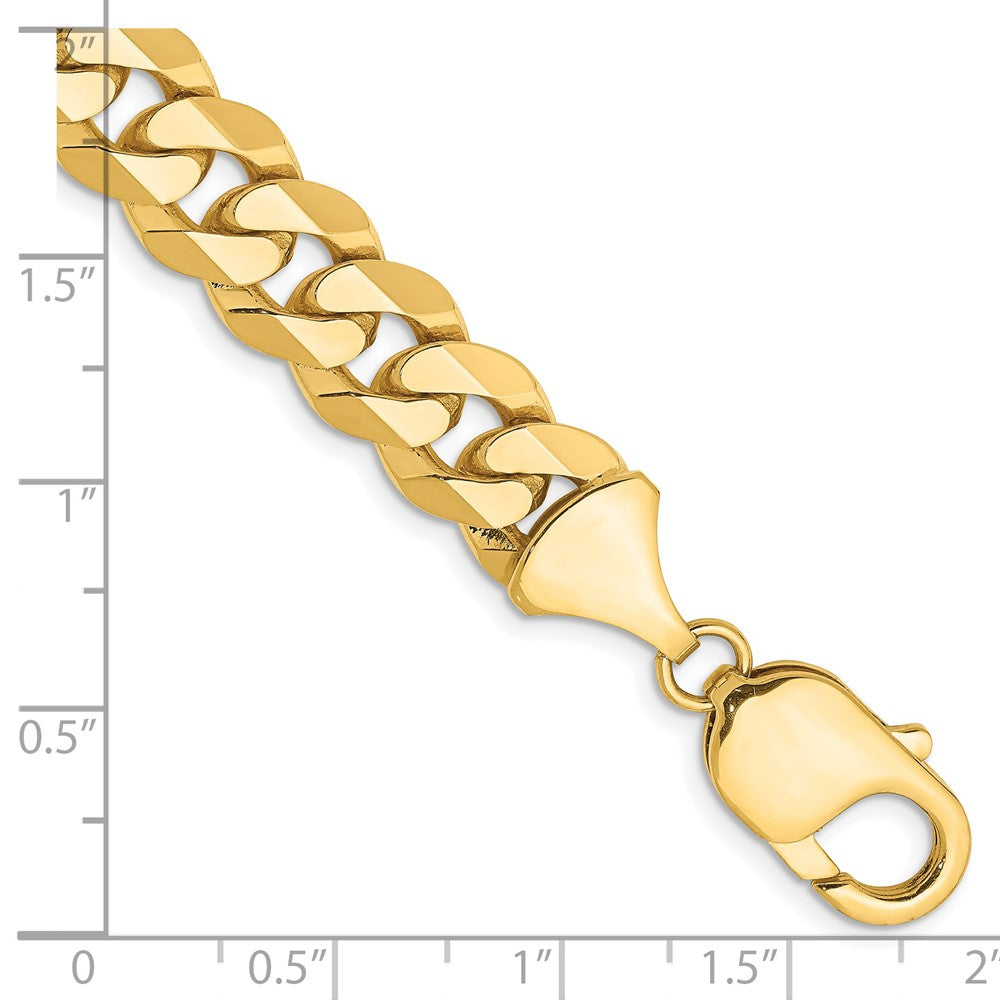 14K 9.5mm Flat Beveled Curb with Lobster Clasp Chain