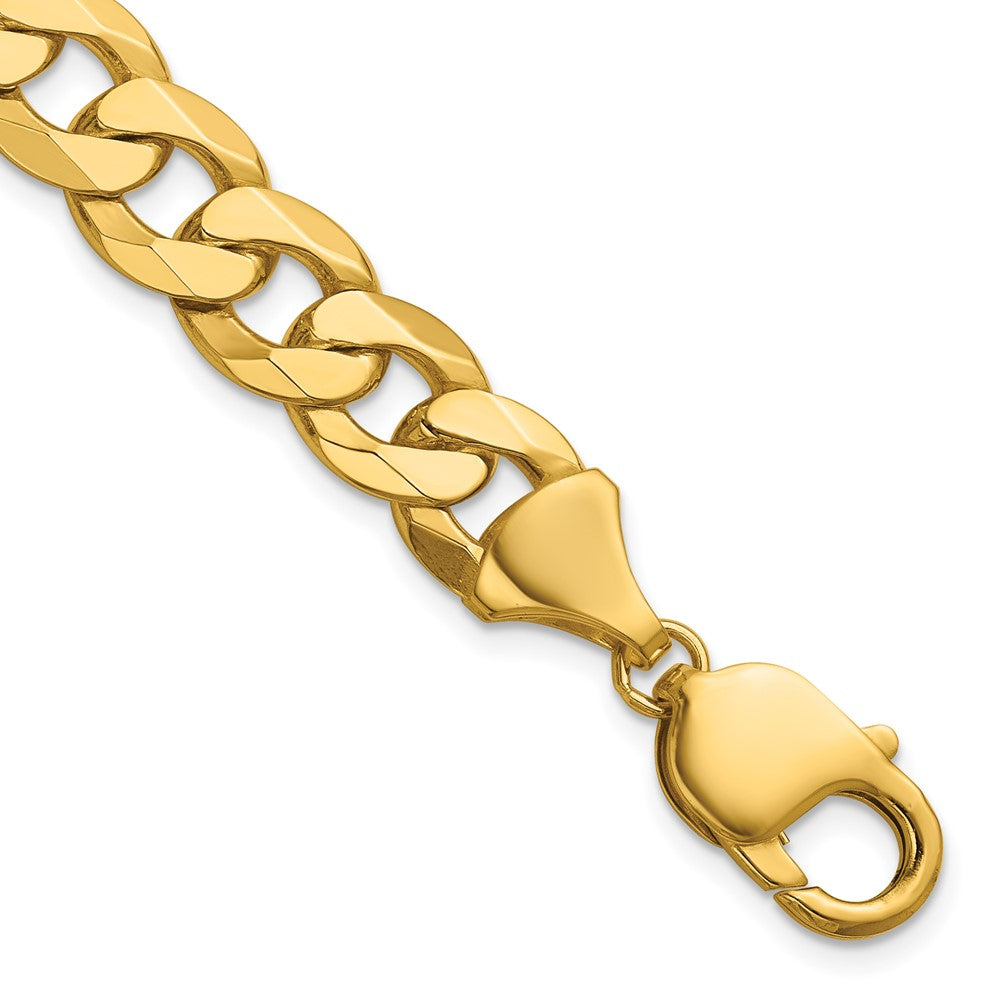 14K 9.5mm Flat Beveled Curb with Lobster Clasp Chain
