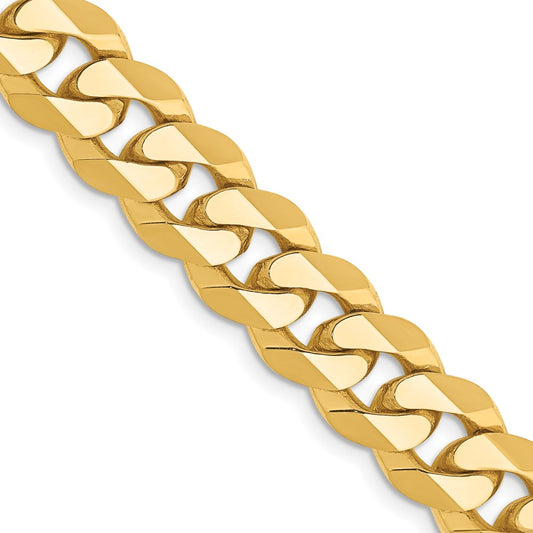 14K 9.5mm Flat Beveled Curb with Lobster Clasp Chain