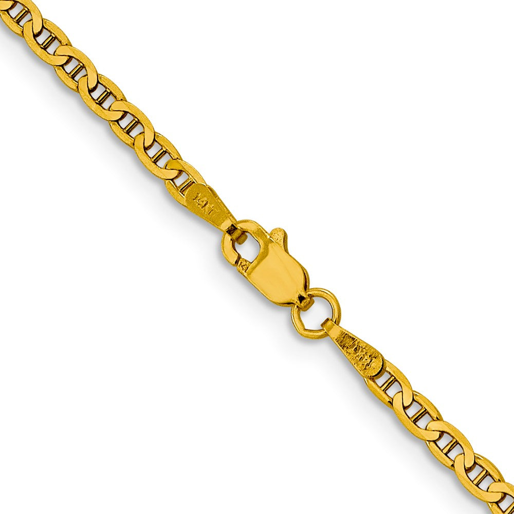 14K 2.4mm Concave Anchor with Lobster Clasp Chain