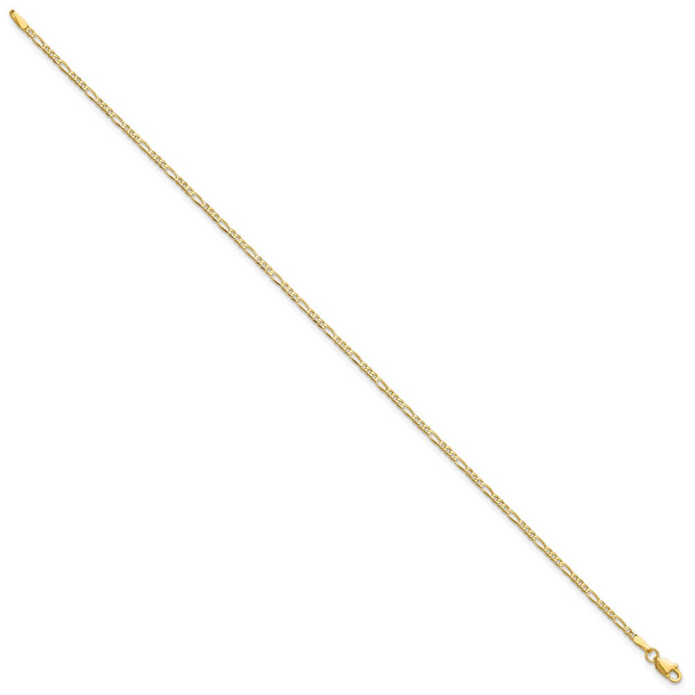 14K 1.8mm Flat Figaro with Lobster Clasp Anklet