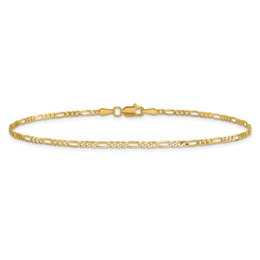 14K 1.8mm Flat Figaro with Lobster Clasp Anklet