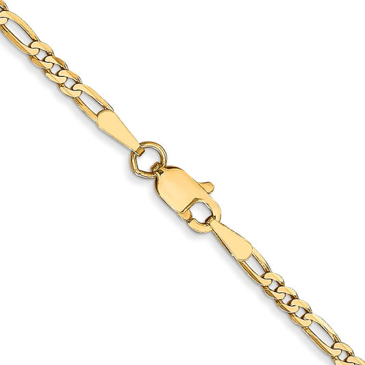 14K 2.25mm Flat Figaro with Lobster Clasp Chain