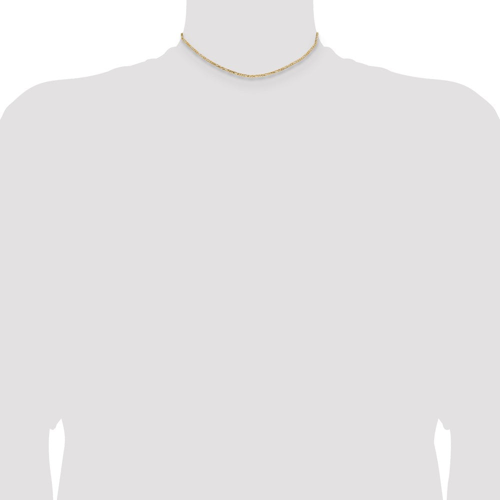 14K 2.25mm Flat Figaro with Lobster Clasp Chain