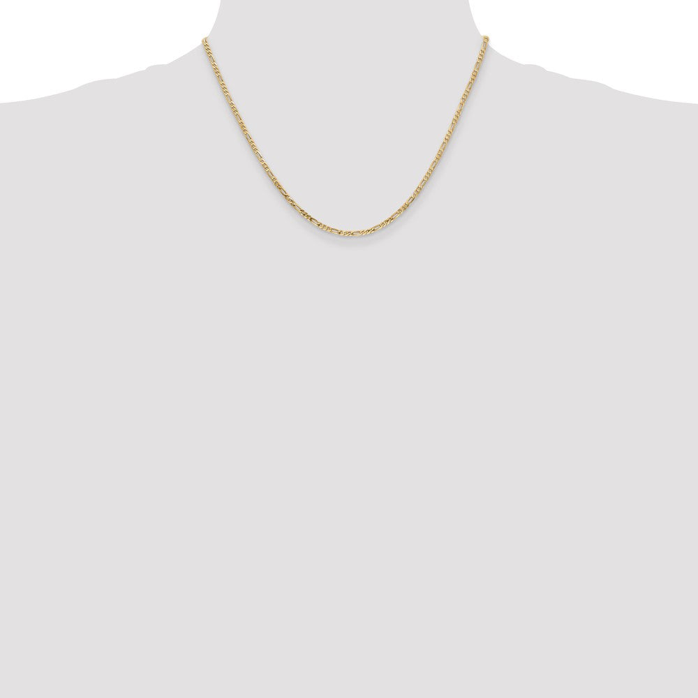 14K 2.25mm Flat Figaro with Lobster Clasp Chain
