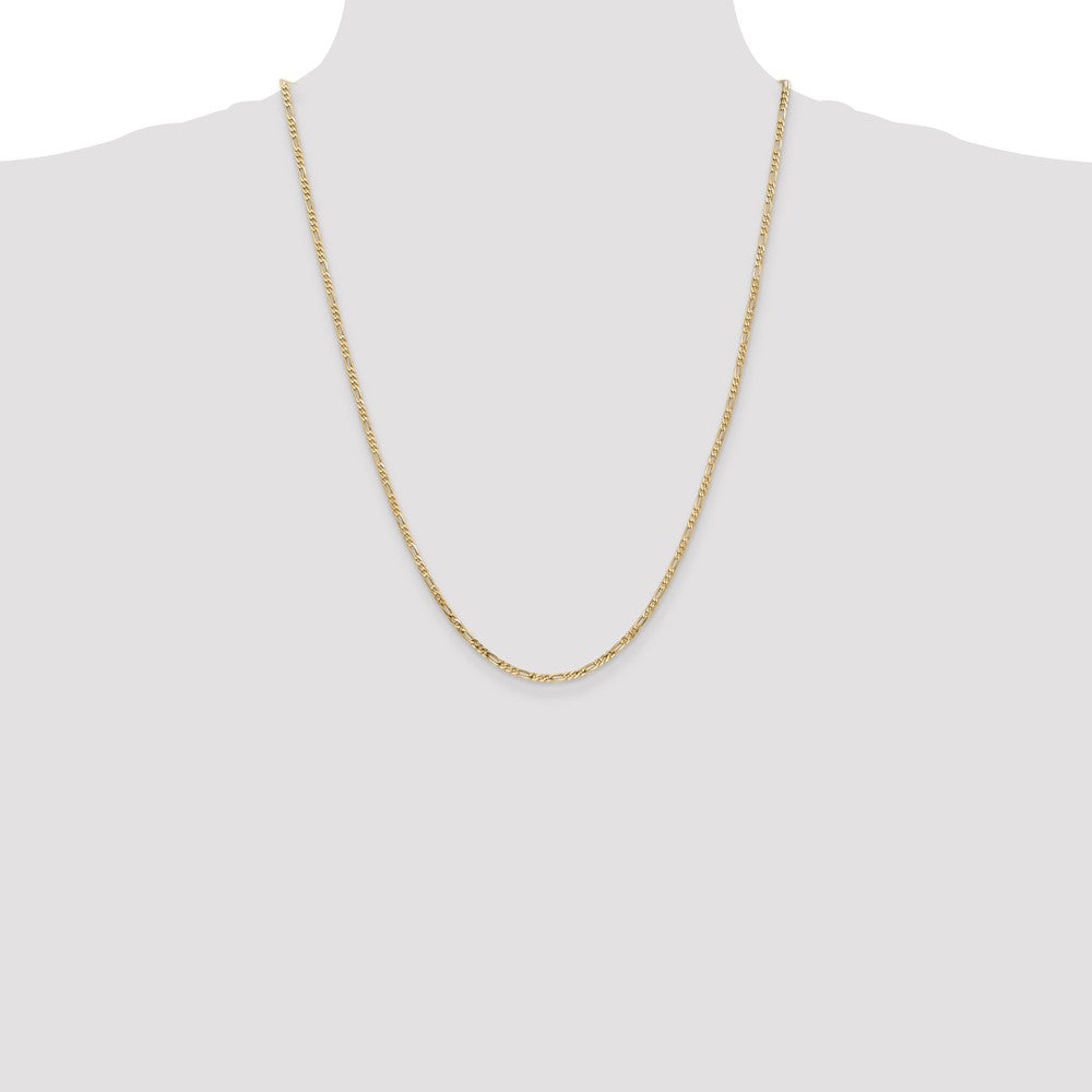 14K 2.25mm Flat Figaro with Lobster Clasp Chain