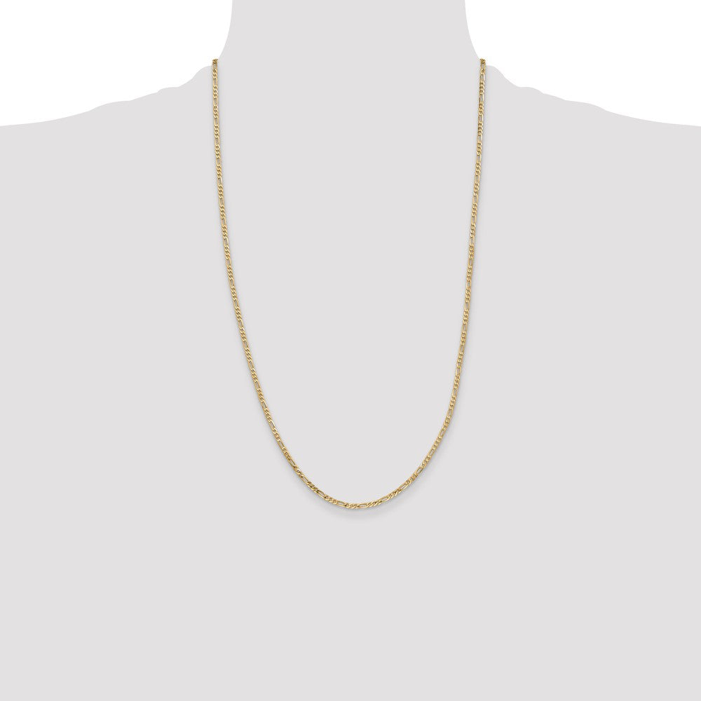 14K 2.25mm Flat Figaro with Lobster Clasp Chain