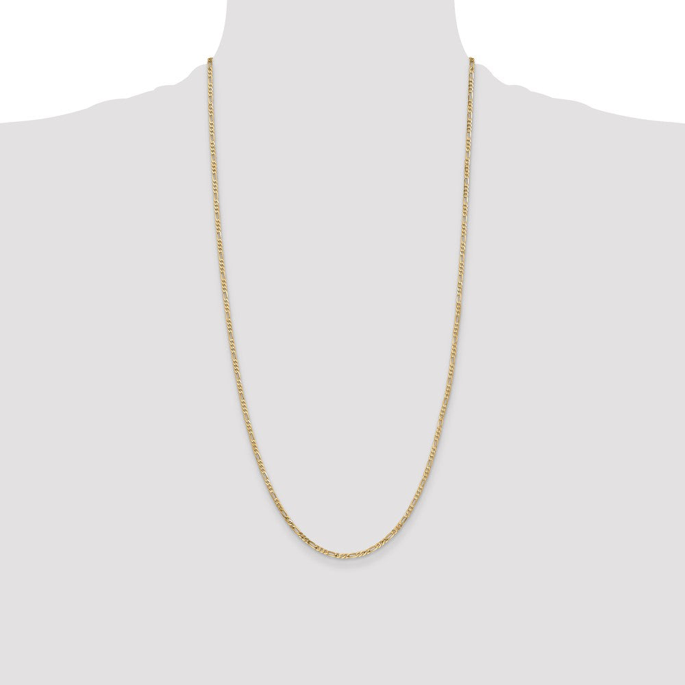 14K 2.25mm Flat Figaro with Lobster Clasp Chain