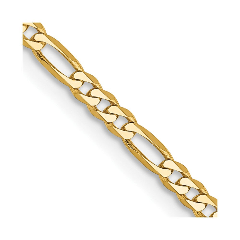 14K 2.25mm Flat Figaro with Lobster Clasp Chain