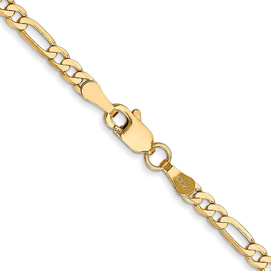 14K 2.75mm Flat Figaro with Lobster Clasp Chain