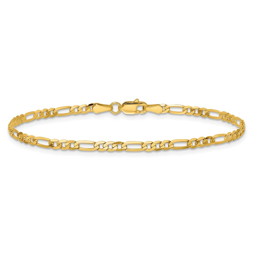 14K 2.75mm Flat Figaro with Lobster Clasp Bracelet