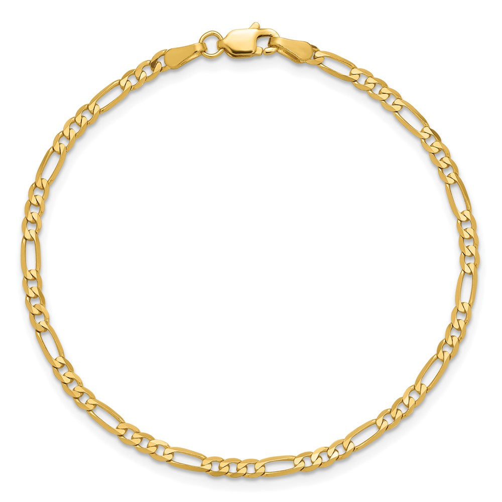 14K 2.75mm Flat Figaro with Lobster Clasp Bracelet