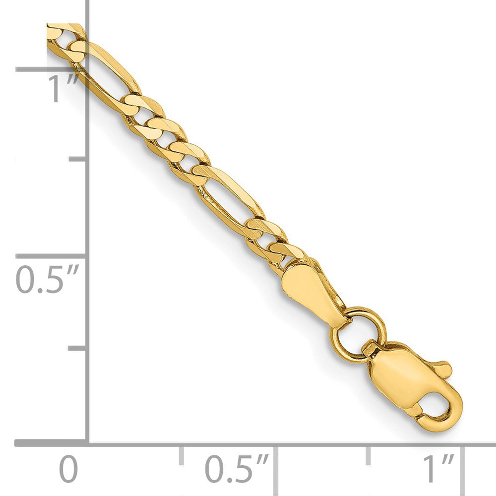 14K 2.75mm Flat Figaro with Lobster Clasp Bracelet