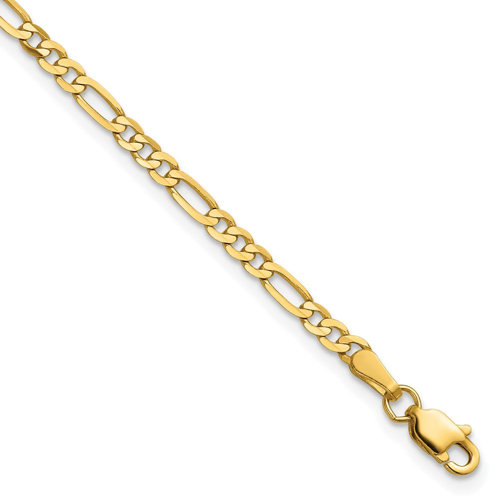 14K 2.75mm Flat Figaro with Lobster Clasp Bracelet