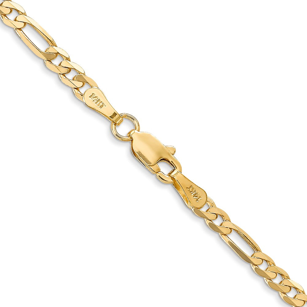 14K 3mm Flat Figaro with Lobster Clasp Chain