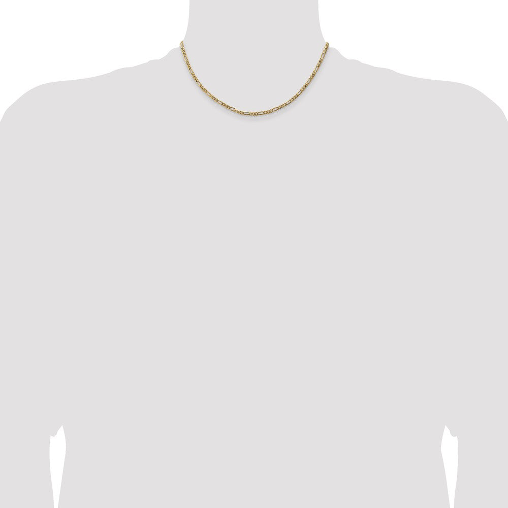 14K 3mm Flat Figaro with Lobster Clasp Chain