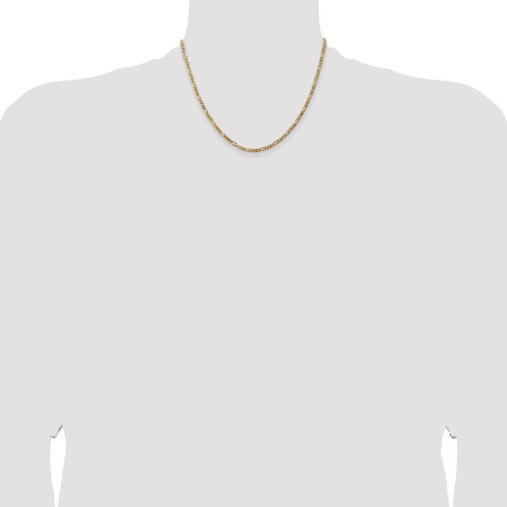 14K 3mm Flat Figaro with Lobster Clasp Chain