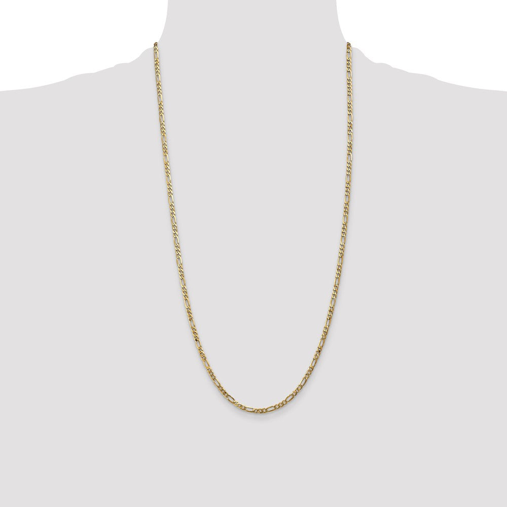 14K 3mm Flat Figaro with Lobster Clasp Chain