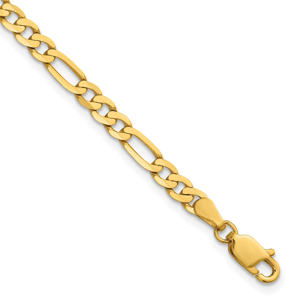 14K 4mm Flat Figaro with Lobster Clasp Bracelet