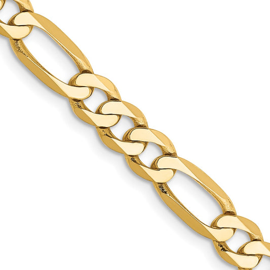 14K 5.25mm Flat Figaro with Lobster Clasp Chain