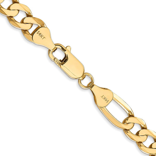 14K 7mm Flat Figaro with Lobster Clasp Chain