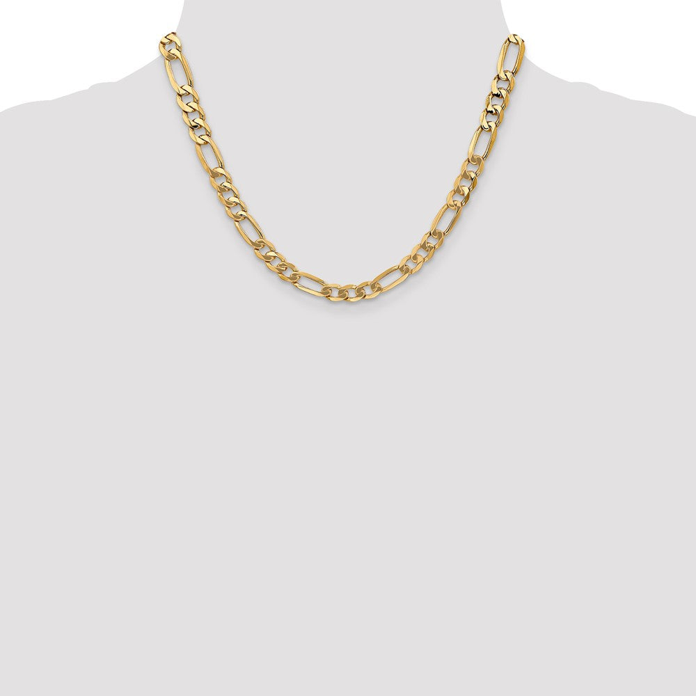 14K 7mm Flat Figaro with Lobster Clasp Chain