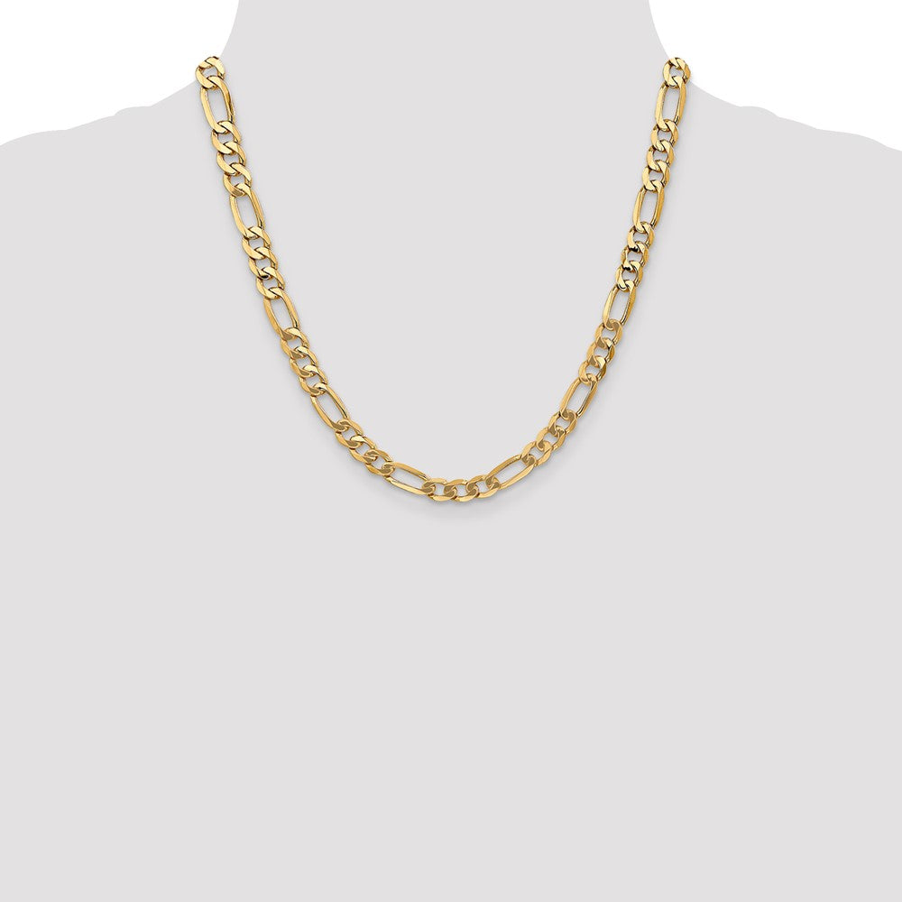 14K 7mm Flat Figaro with Lobster Clasp Chain